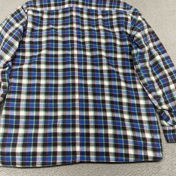 Vintage Flannel Jacket Mens Large Blue Plaid Quilted Shacket Bay Area Traders - Picture 11 of 13